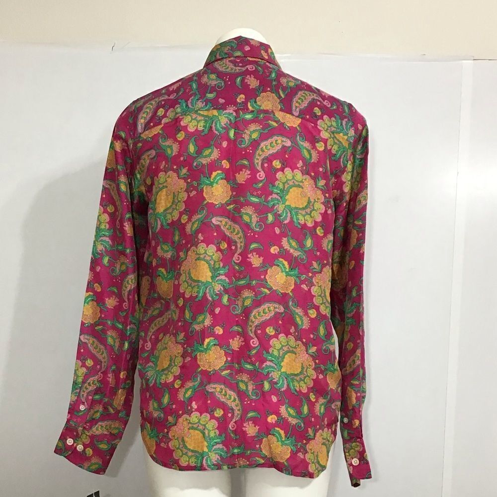 Ralph Lauren Pink Floral Long Sleeve Blouse 100% Silk Size Small - Picture 4 of 9